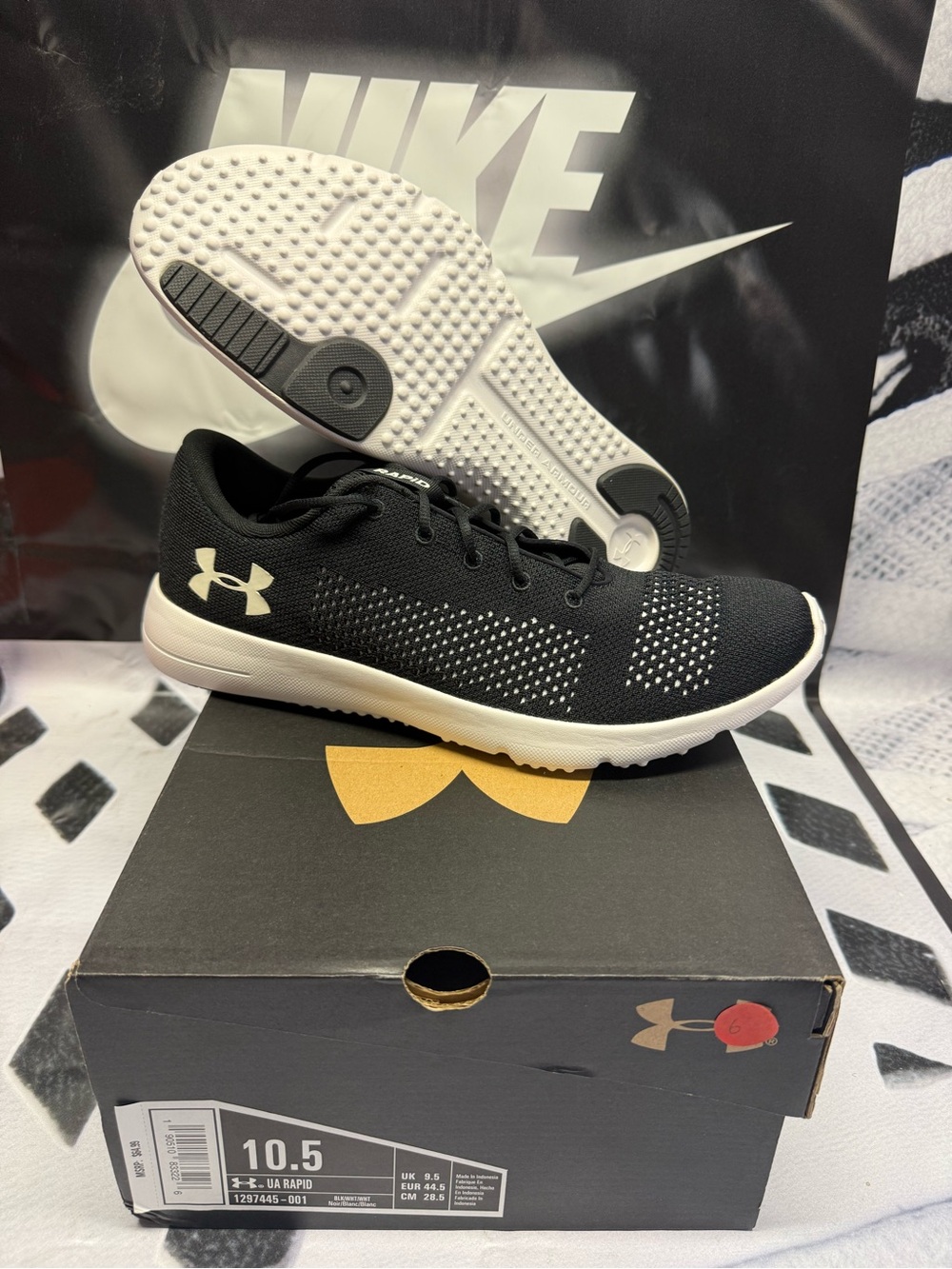 Under Armour Black & White Men's Rapid Knit Athletic Shoes